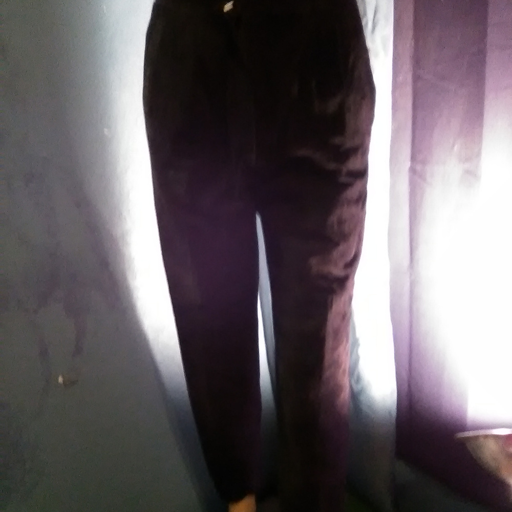 Sz 6 -BLACK PLEATED LINED 100% GENUINE SUEDE PANTS